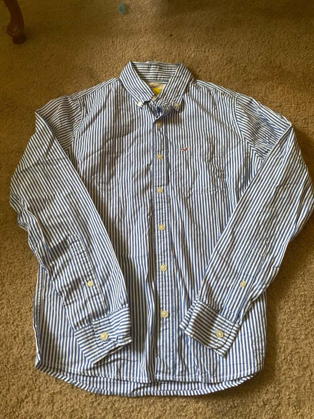Hollister Long Sleeve Button-Down Shirt Size S Blue White Striped